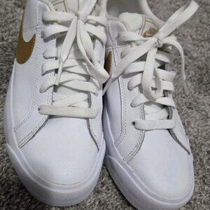 Nike Shoes White Gold Swoosh Court Royale
